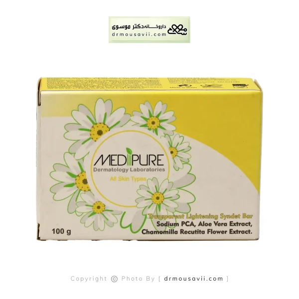 شوینده غیرصابونی جامد شفاف روشن کننده مدیپور 100 گرم