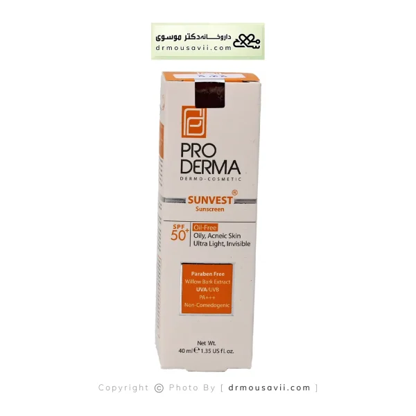 ضد آفتاب فاقد چربی بدون رنگ SPF50 پرودرما