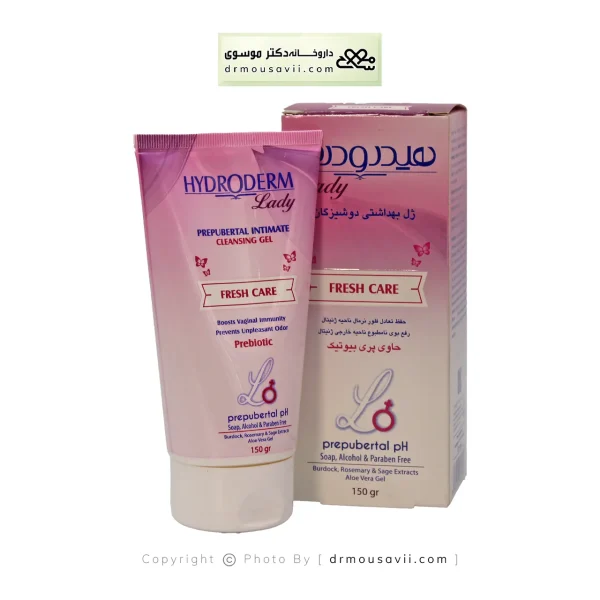 ژل بهداشتی دوشیزگان هیدرودرم حاوی پری بیوتیک 150 گرم