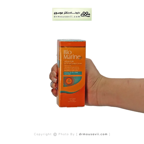 کرم ضد آفتاب روشن کننده و ضد چروک SPF50 بایومارین مناسب پوست خشک