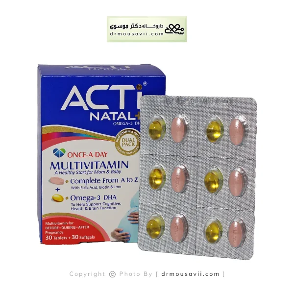 قرص مولتی ویتامین و امگا 3 اکتی ناتال پلاس 60 عددی