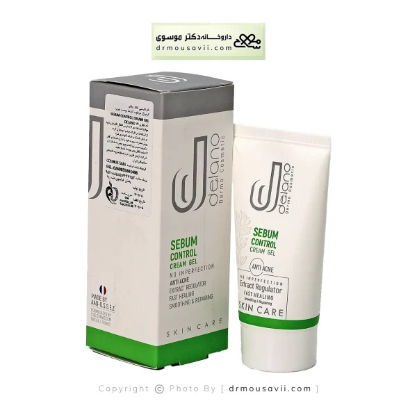 کرم ژل مرطوب کننده و کنترل کننده چربی پوست چرب دلانو 50 میلی لیتر