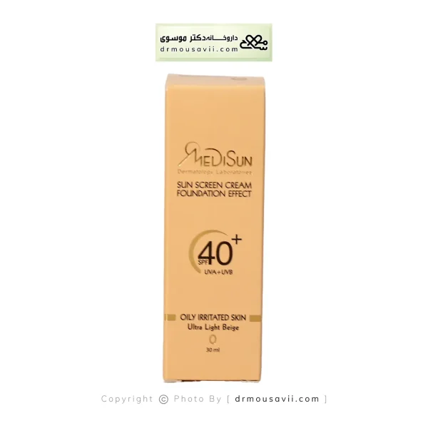 کرم ضد آفتاب کرم پودری پوست چرب و حساس مدیسان SPF40