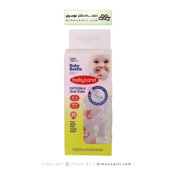 شیشه شیر خوری پیرکس دهانه عریض فندقی بی بی لند 150 میلی لیتر