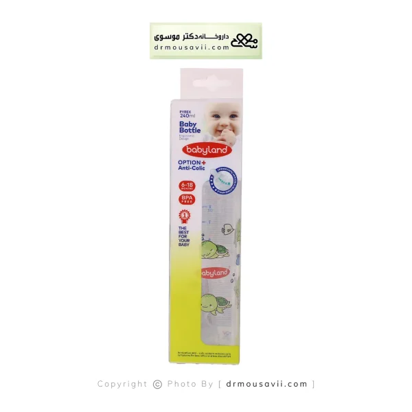 شیشه شیر خوری پیرکس ارتودنسی بی بی لند 240 میلی لیتر